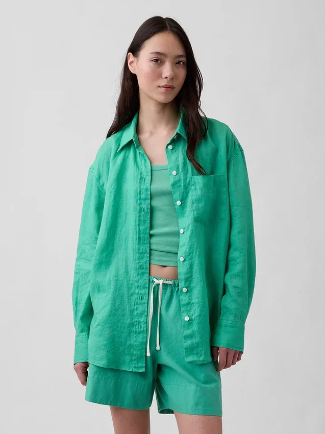 Camisa oversize 100 % lino