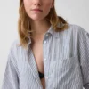 Camisa túnica oversize de mezcla de lino