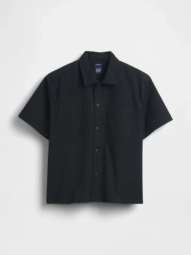 Camisa utilitaria de corte holgado y bajo recto