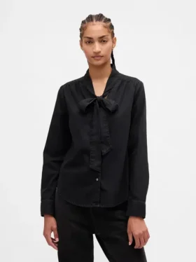 Camisa vaquera con lazo al cuello