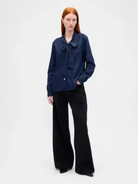 Camisa vaquera con lazo al cuello
