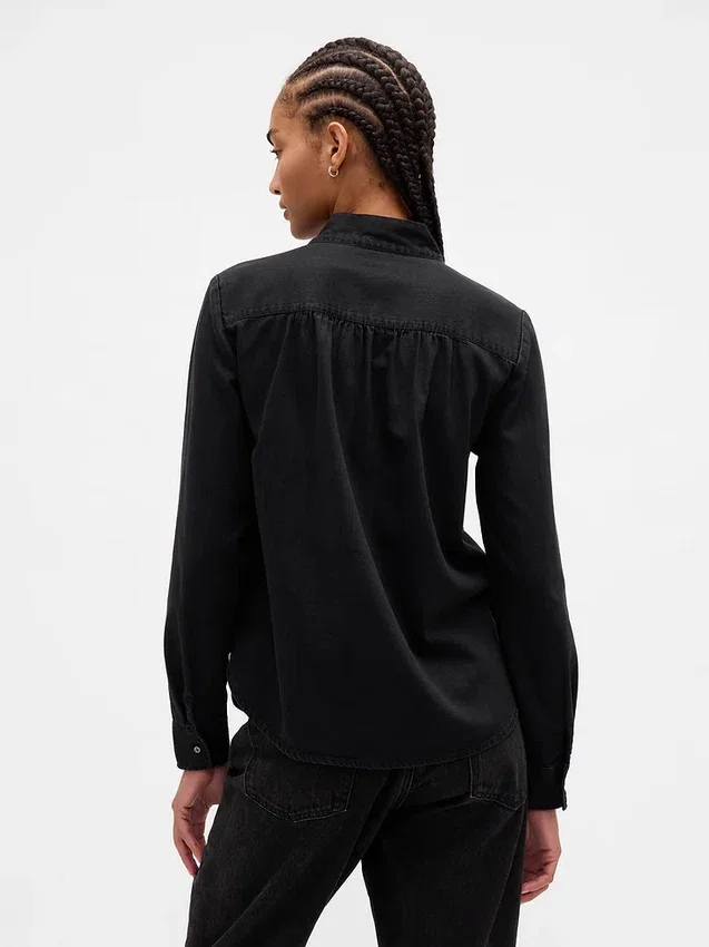 Camisa vaquera con lazo al cuello