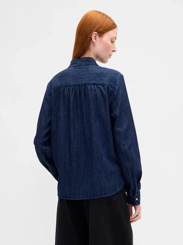 Camisa vaquera con lazo al cuello