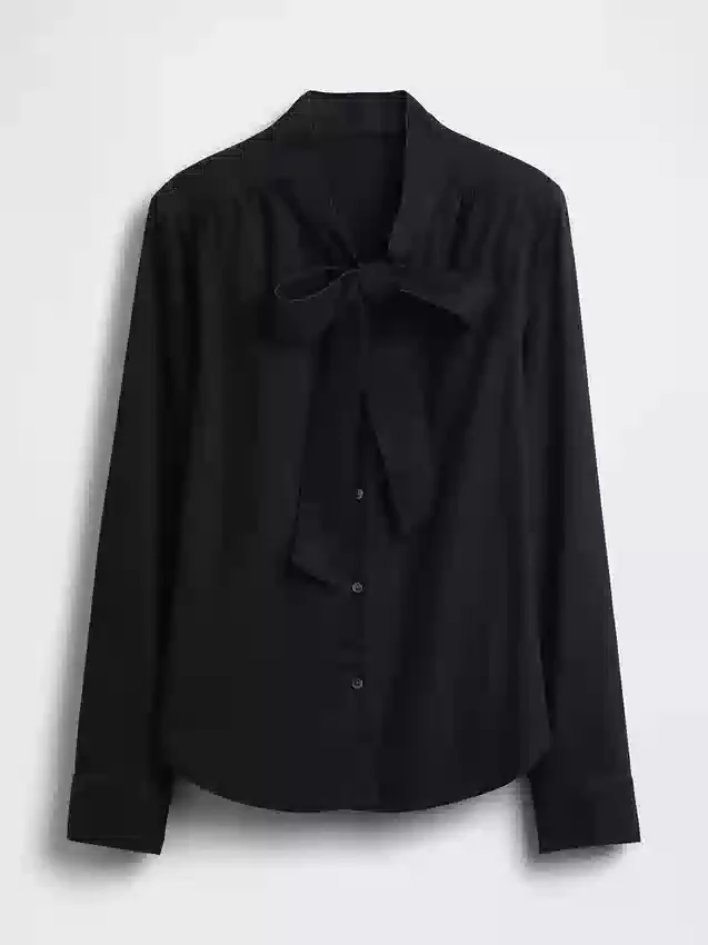 Camisa vaquera con lazo al cuello