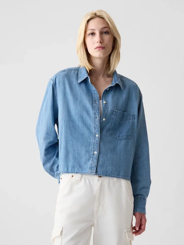 Camisa vaquera corta