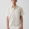 Camisas de corte holgado con rayas de seersucker y bajo redondeado