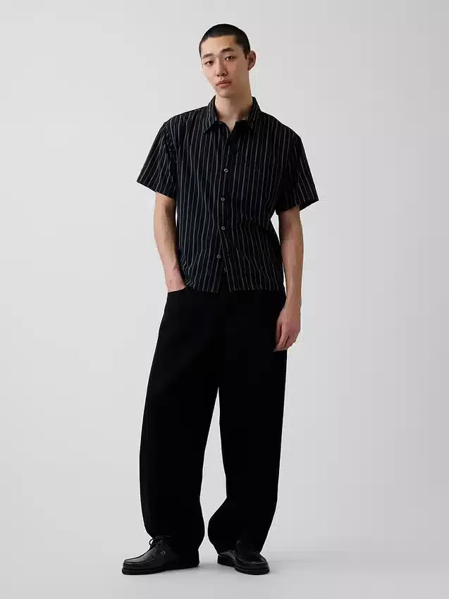 Camisas de corte holgado con rayas de seersucker y bajo redondeado