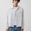 Camisas de corte recto y bajo recto con rayas Dobby
