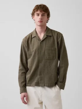 Camisas de corte recto y bajo recto con rayas Dobby