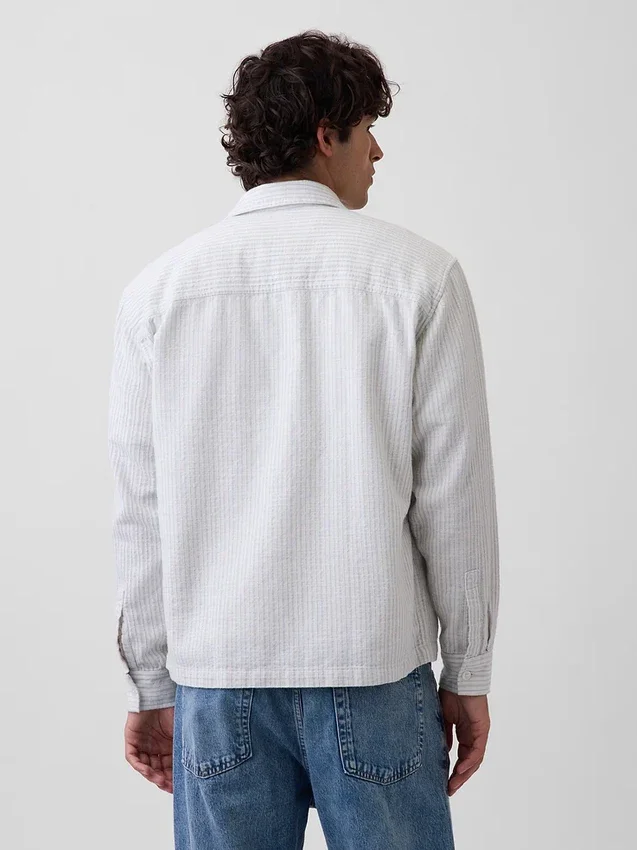 Camisas de corte recto y bajo recto con rayas Dobby