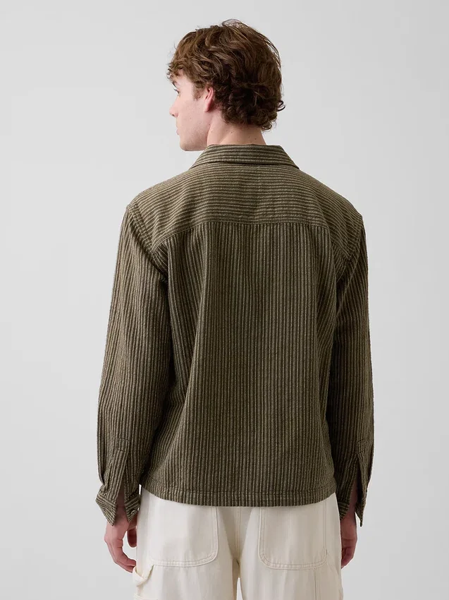 Camisas de corte recto y bajo recto con rayas Dobby