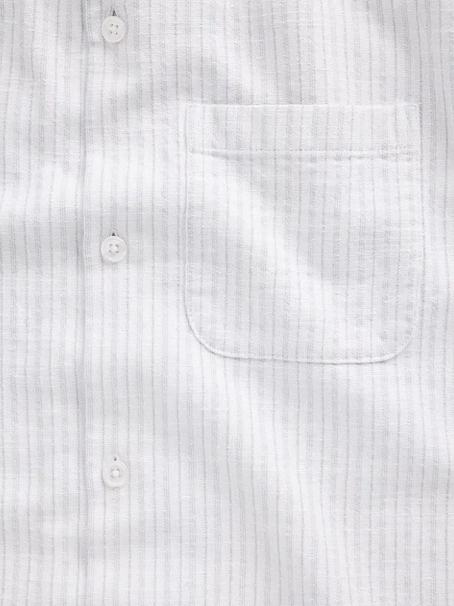 Camisas de corte recto y bajo recto con rayas Dobby