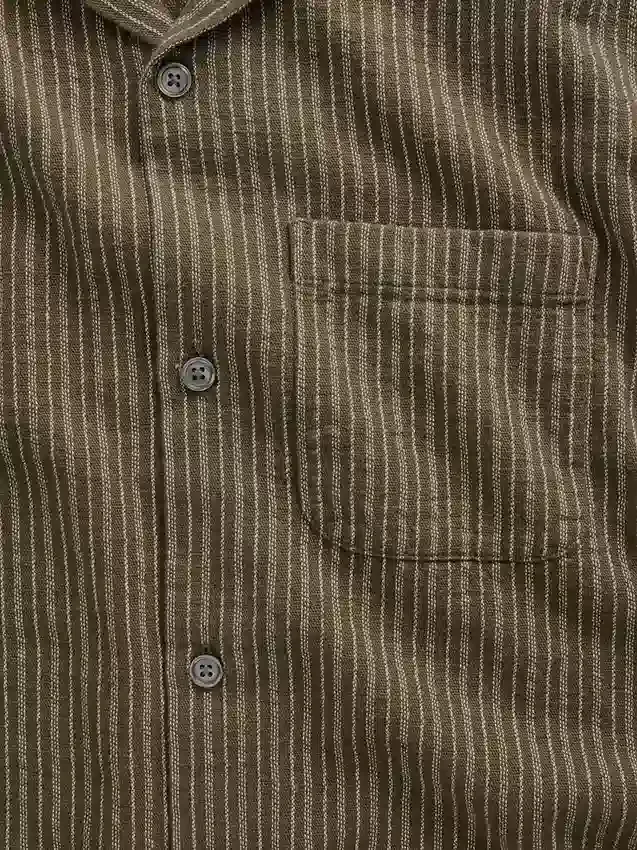 Camisas de corte recto y bajo recto con rayas Dobby