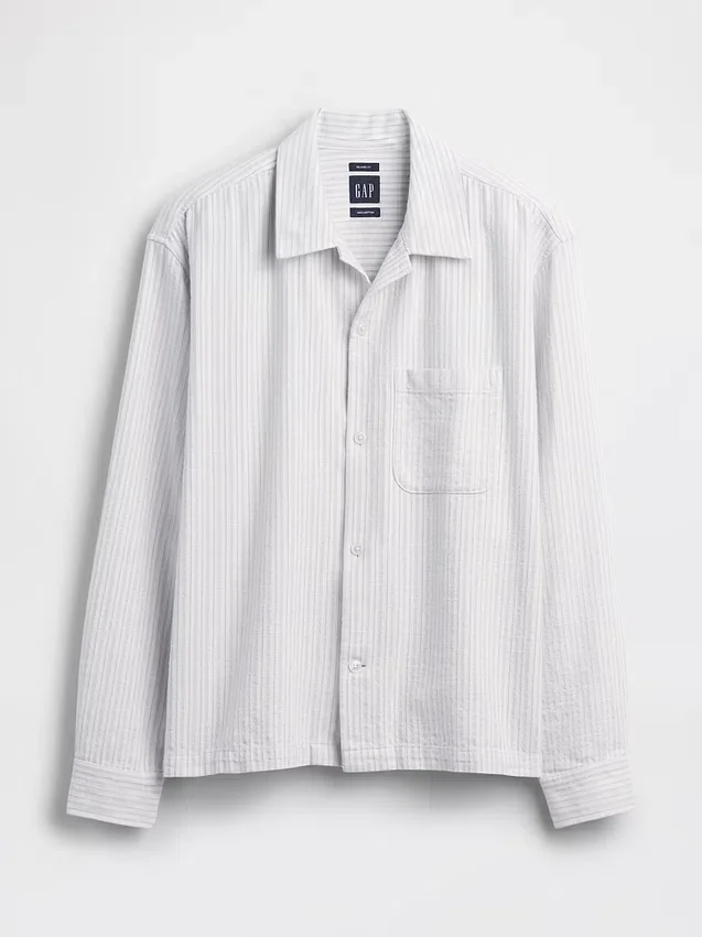 Camisas de corte recto y bajo recto con rayas Dobby