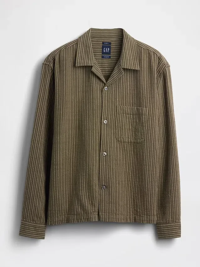 Camisas de corte recto y bajo recto con rayas Dobby