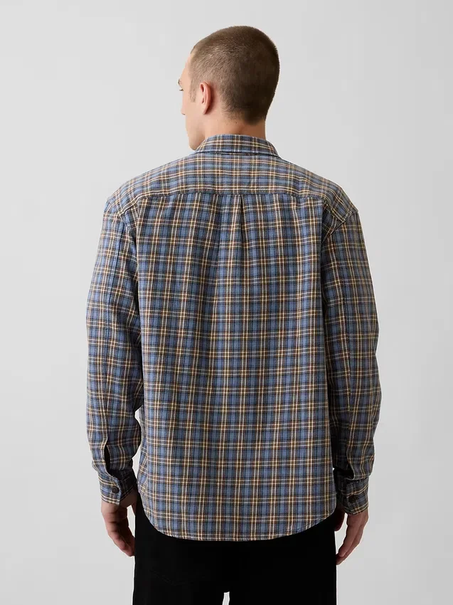 Camisas de cuadros holgadas en sarga lavada al sol