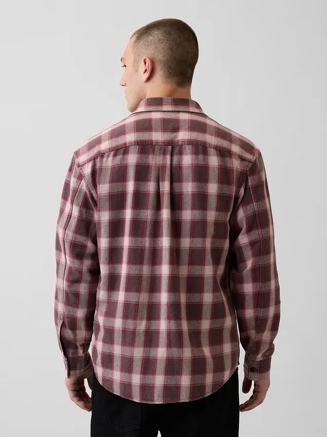 Camisas de cuadros holgadas en sarga lavada al sol