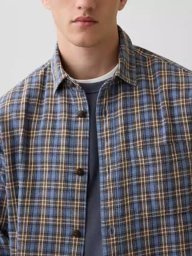 Camisas de cuadros holgadas en sarga lavada al sol