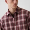 Camisas de cuadros holgadas en sarga lavada al sol