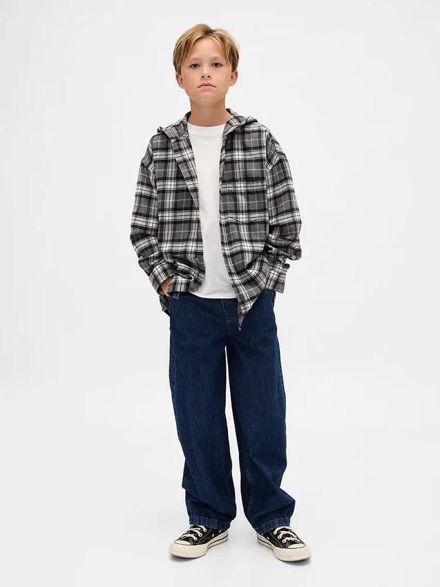 Camisas de franela con capucha de algodón orgánico para niños