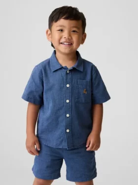 Camisas de lino y algodón para bebés y niños pequeños