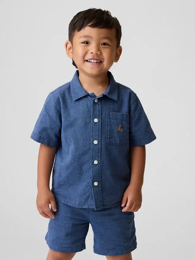 Camisas de lino y algodón para bebés y niños pequeños