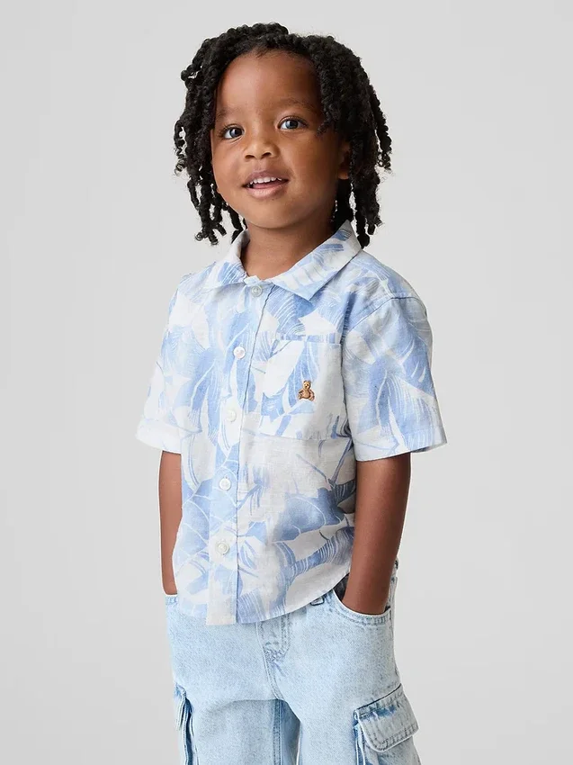 Camisas de lino y algodón para bebés y niños pequeños