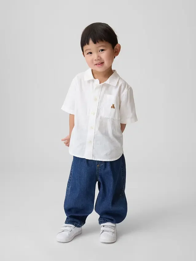 Camisas de lino y algodón para bebés y niños pequeños