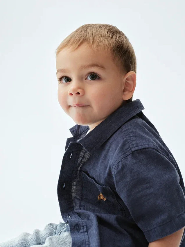 Camisas de lino y algodón para bebés y niños pequeños