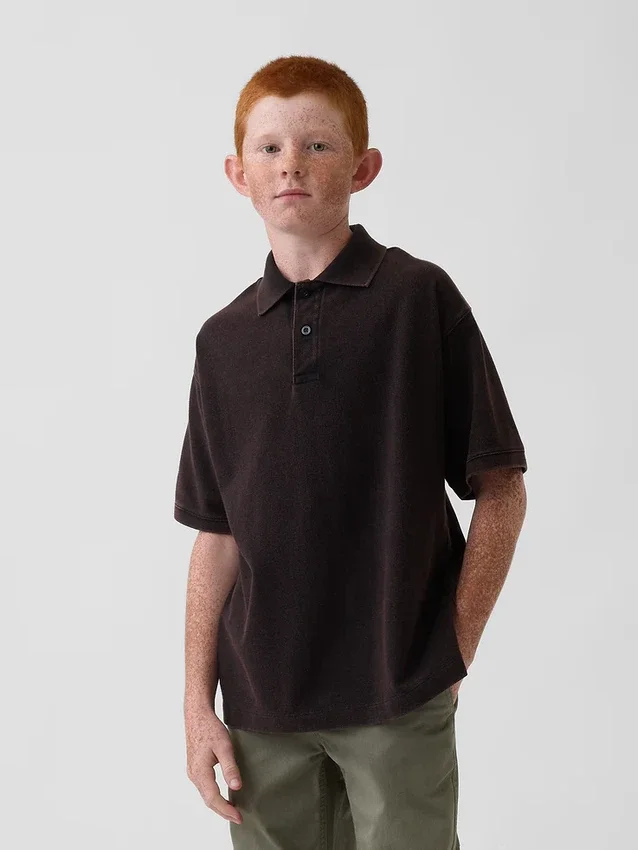 Camisas de piqué holgadas para niño
