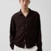 Camisas de seersucker de corte holgado con bajo recto