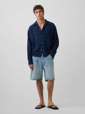 Camisas de seersucker de corte holgado con bajo recto