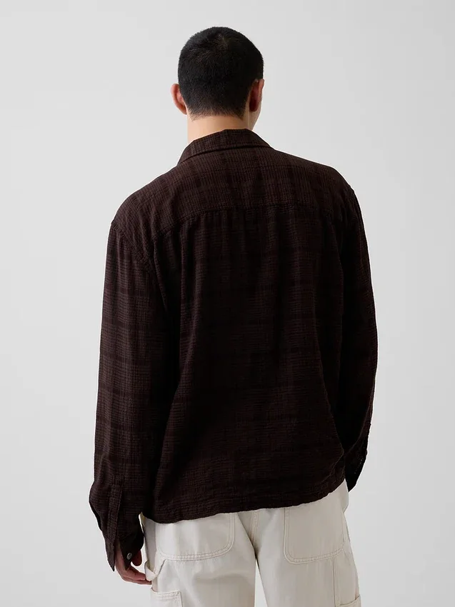 Camisas de seersucker de corte holgado con bajo recto