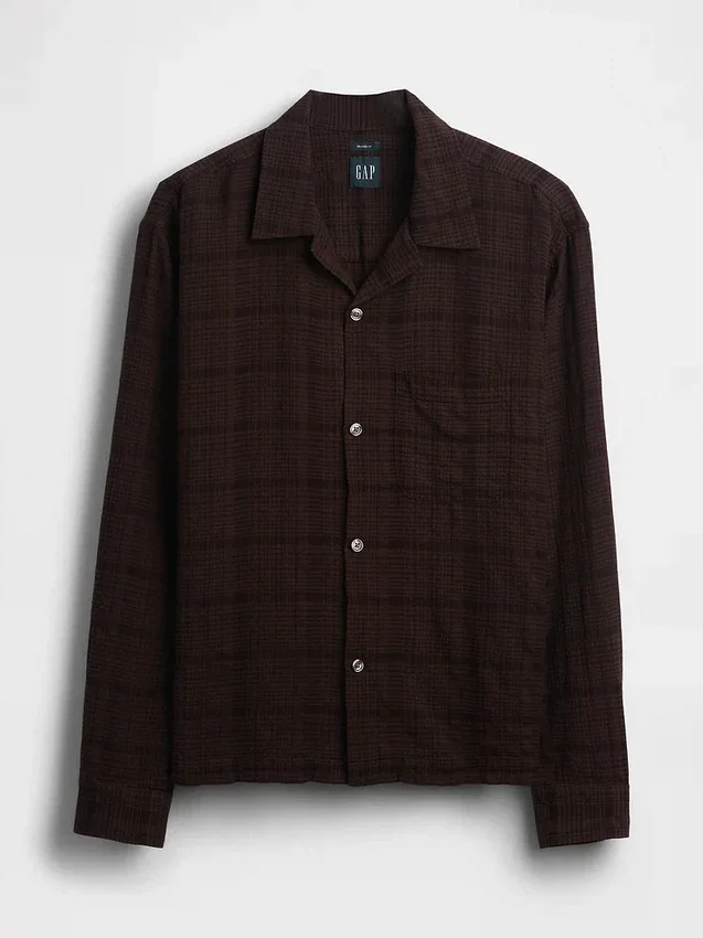 Camisas de seersucker de corte holgado con bajo recto