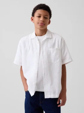 Camisas de vacaciones holgadas de lino y algodón para niños