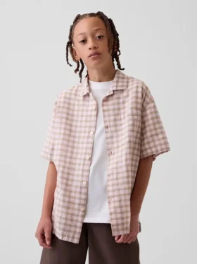 Camisas de vacaciones holgadas de lino y algodón para niños