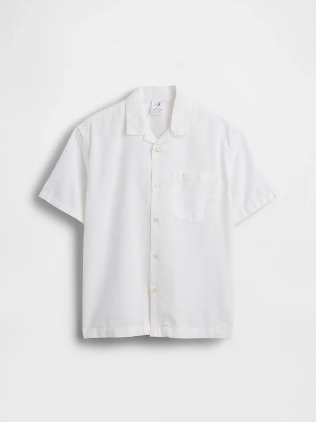 Camisas de vacaciones holgadas de lino y algodón para niños
