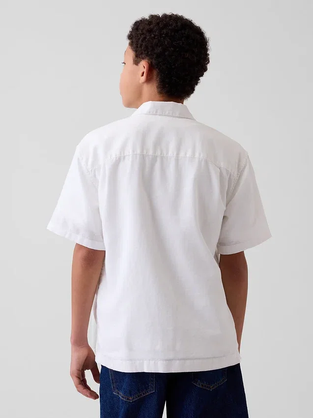 Camisas de vacaciones holgadas de lino y algodón para niños