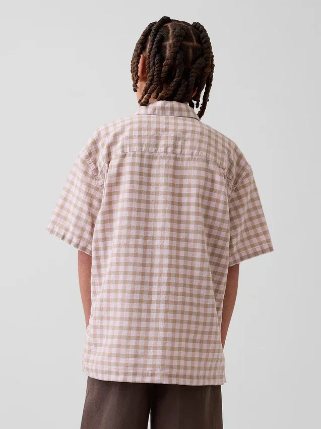 Camisas de vacaciones holgadas de lino y algodón para niños