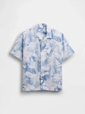 Camisas de vacaciones infantiles de estilo relajado con estampado floral texturizado