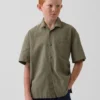 Camisas de vacaciones para niños, de algodón seersucker texturizado y corte holgado