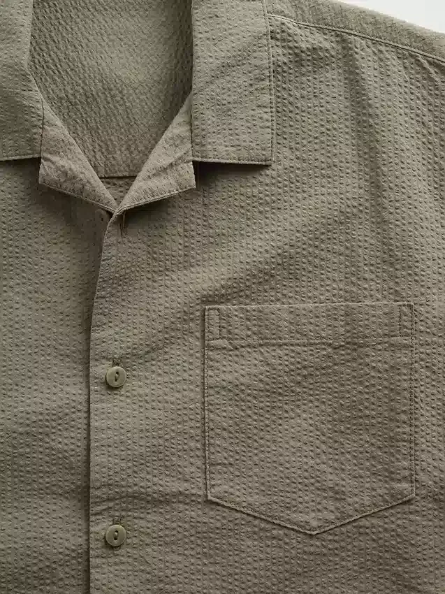 Camisas de vacaciones para niños, de algodón seersucker texturizado y corte holgado