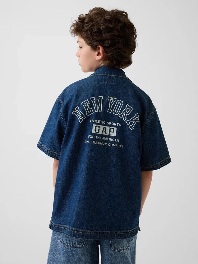 Camisas de vaquero holgadas para niño con el logotipo de New York