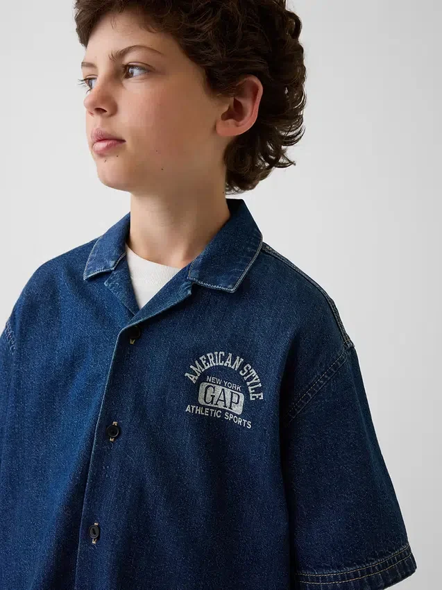 Camisas de vaquero holgadas para niño con el logotipo de New York
