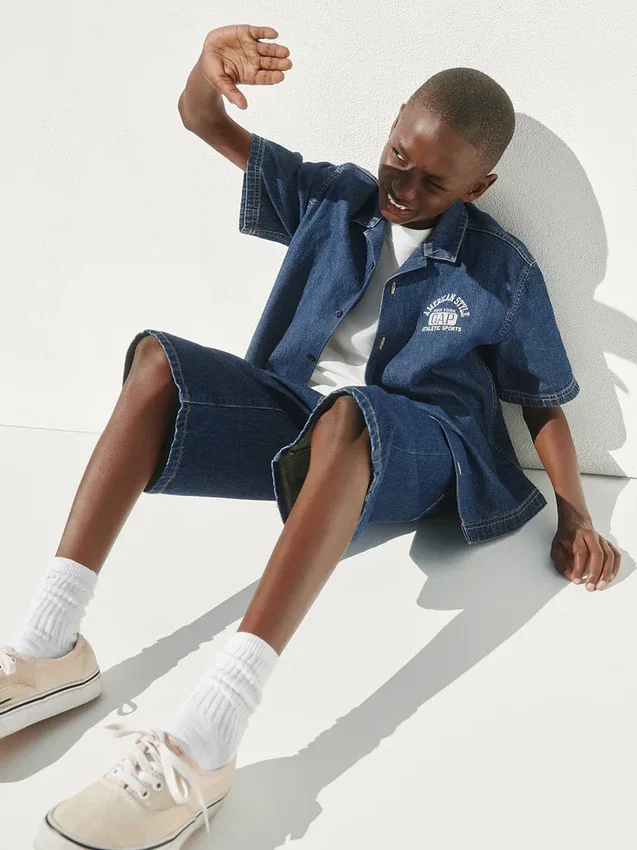 Camisas de vaquero holgadas para niño con el logotipo de New York