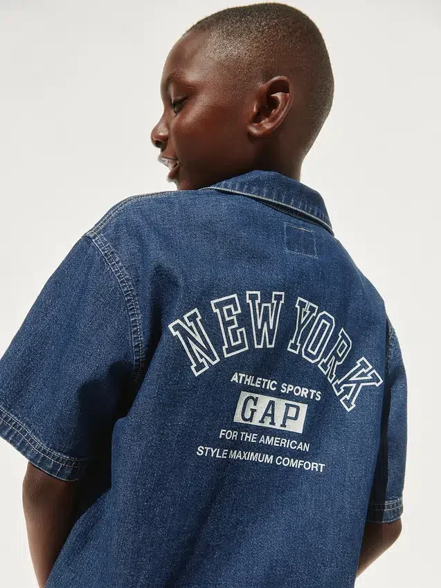 Camisas de vaquero holgadas para niño con el logotipo de New York
