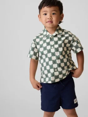Camisas estampadas de popelín de algodón orgánico para bebés y niños pequeños