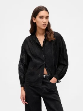 Camisas florales de voile transparente