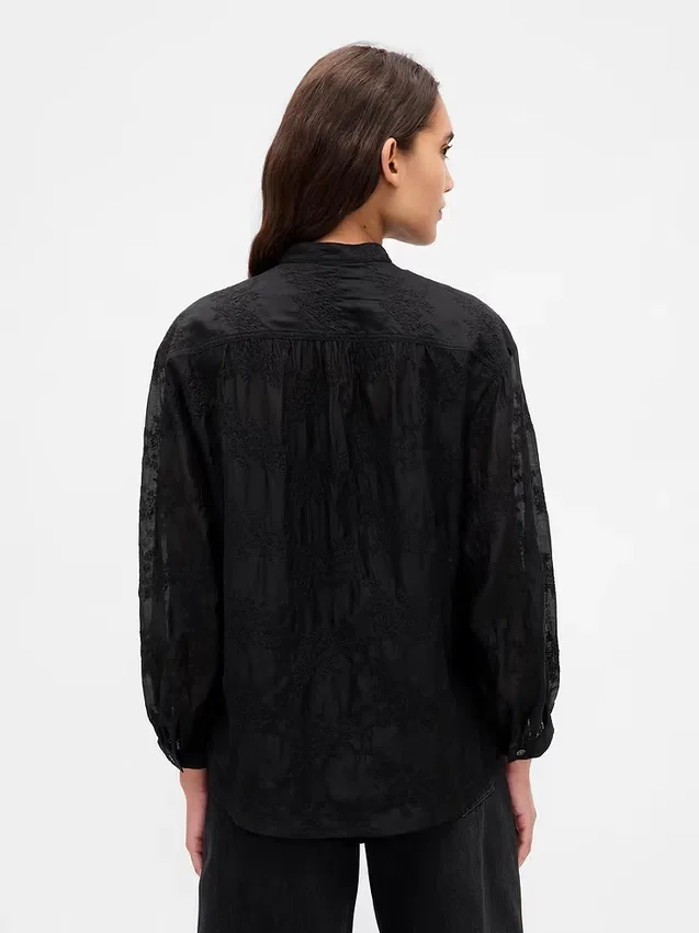 Camisas florales de voile transparente
