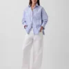Camisas grandes a rayas de popelín de algodón orgánico